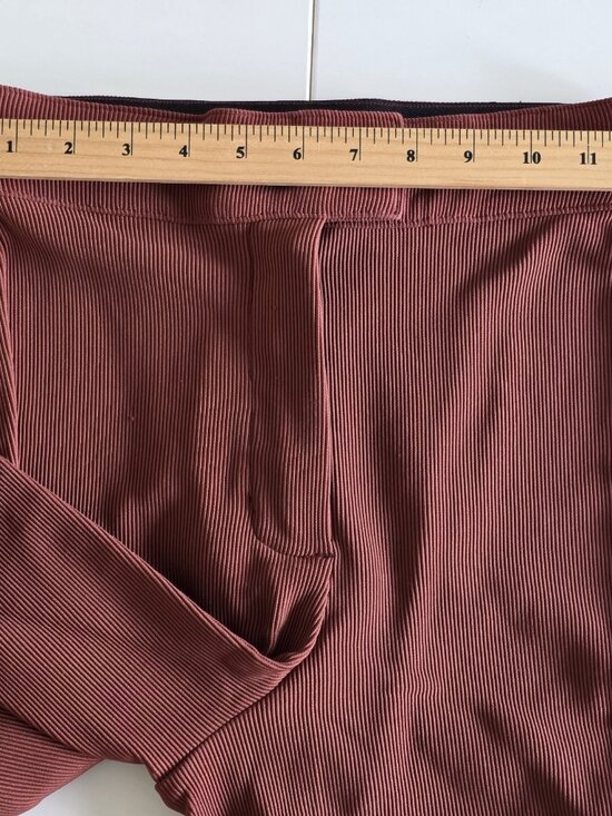 American Apparel Riding Pant M Rust Brown Ribbed Equestrian High Rise Stretch - Picture 4 of 16